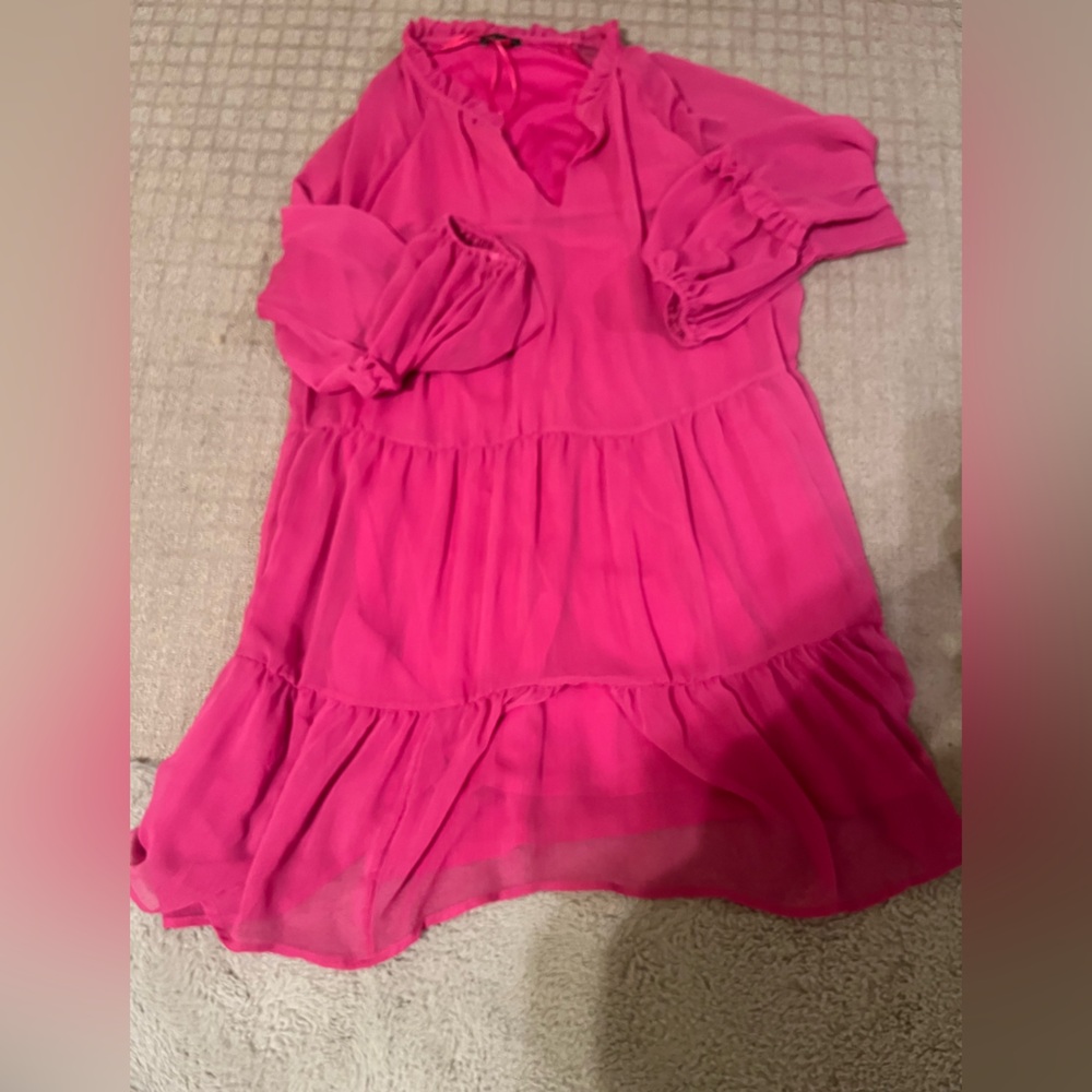Vince Camuto Fuchsia Ruffle Dress